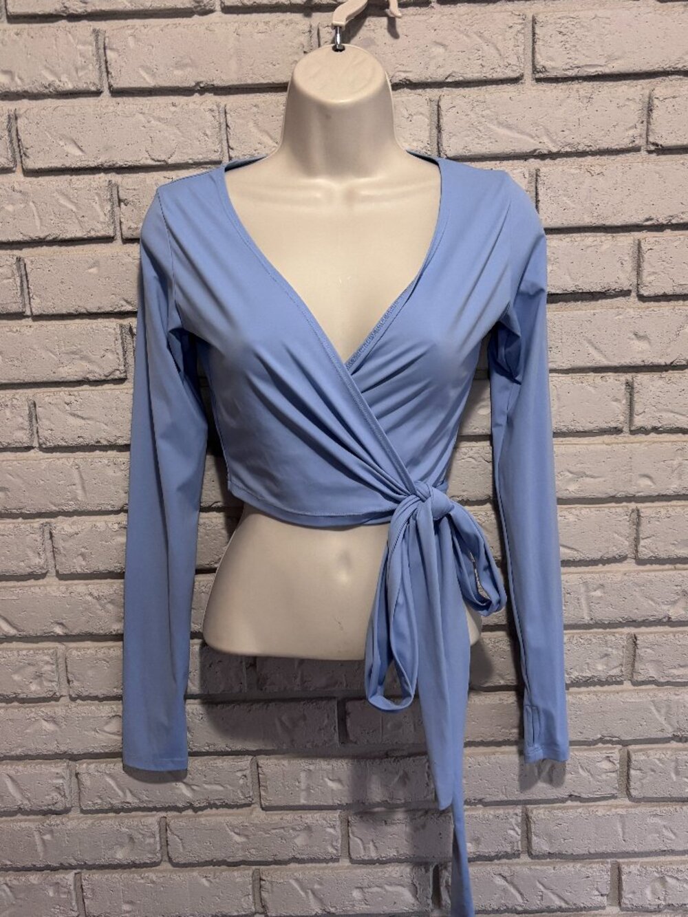 Balance Athletica Vitality Purple Solid V-Neck Wrap Tie Long Sleeve Top Size S
